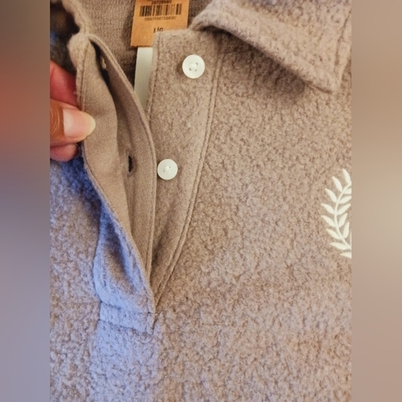 Pink Victoria's Secret Reverse Fleece Cropped Polo Sweatshirt Size Large - Picture 6 of 12